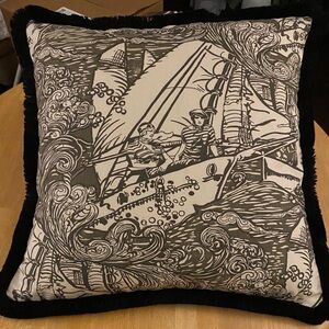 Custom pillow cover 26” (w/fringe) Ralph Lauren “Main Sail” @SchindlersFabrics